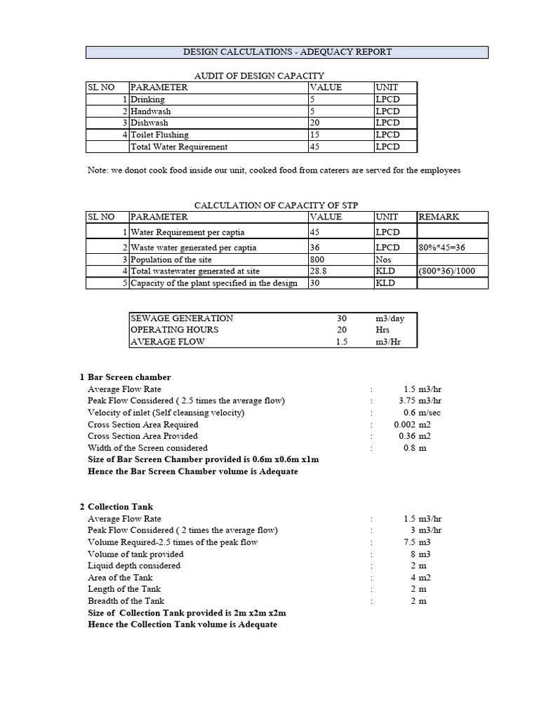 Design Capacity Audit and STP Analysis | PDF | Environmental ...