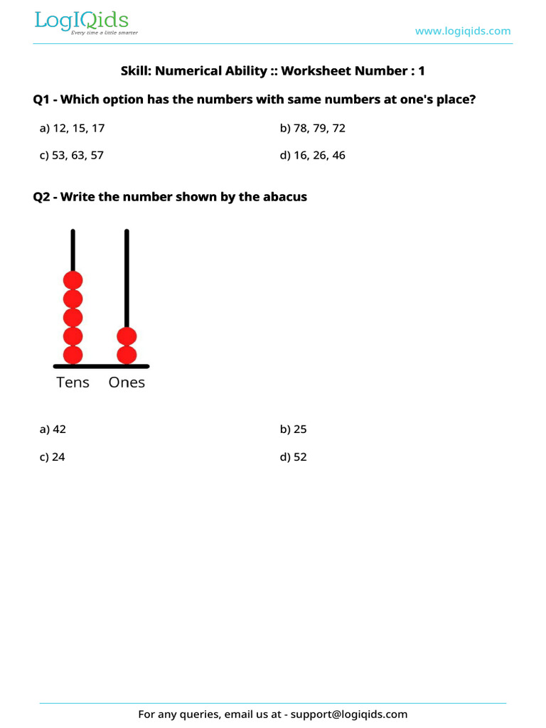 Numerical Ability Worksheet 1 | PDF