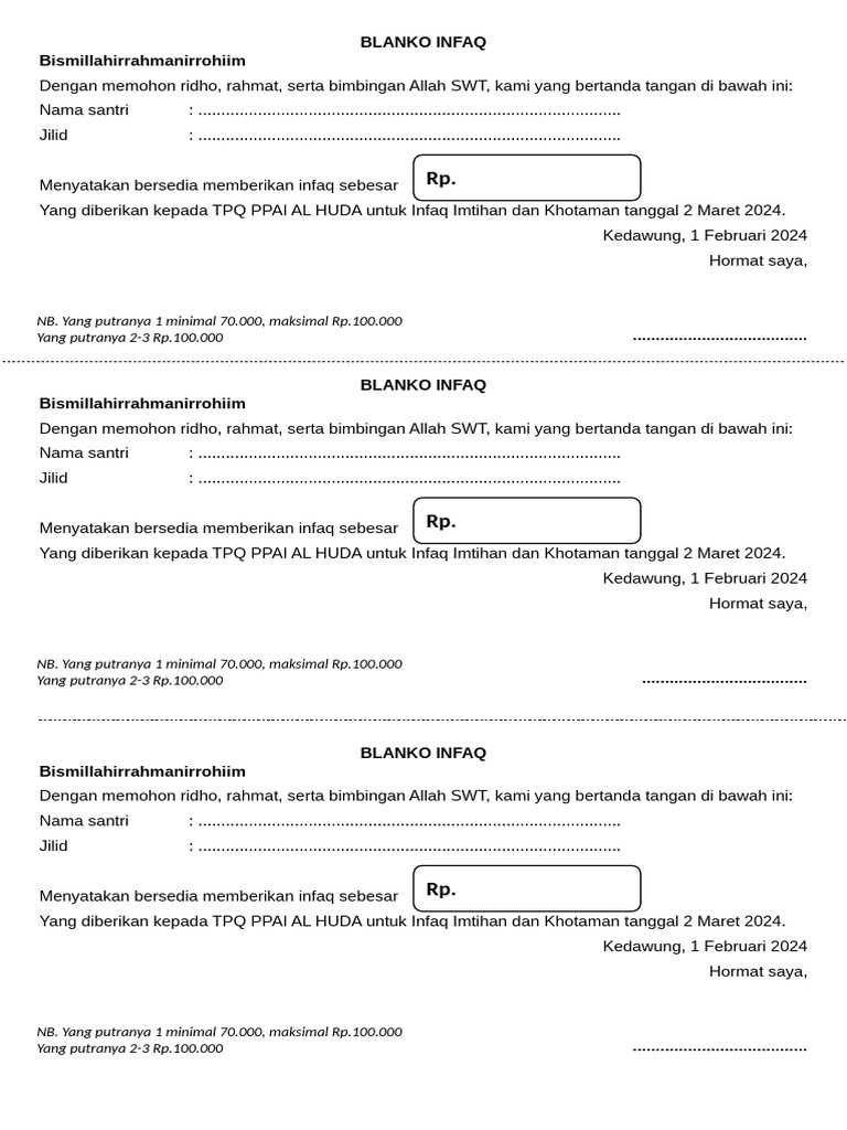 Blanko Infaq | PDF