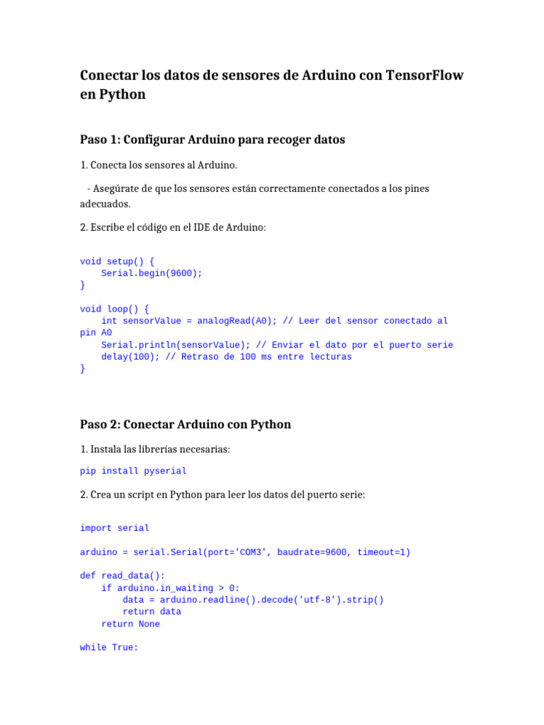 Conectar Arduino a TensorFlow en Python | PDF