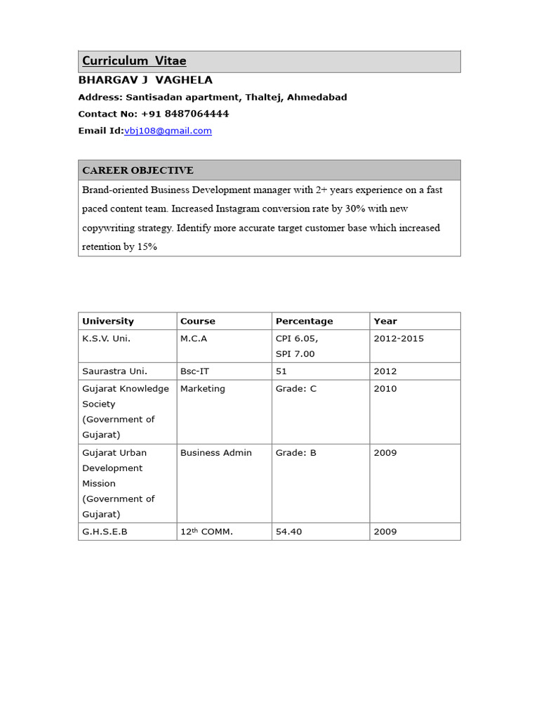 Business Development Manager CV | PDF | Computing | Information Technology