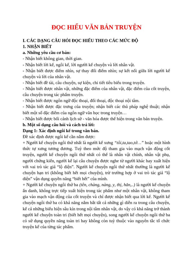 12+13+14 Đọc Hiểu Văn Bản Truyện | PDF