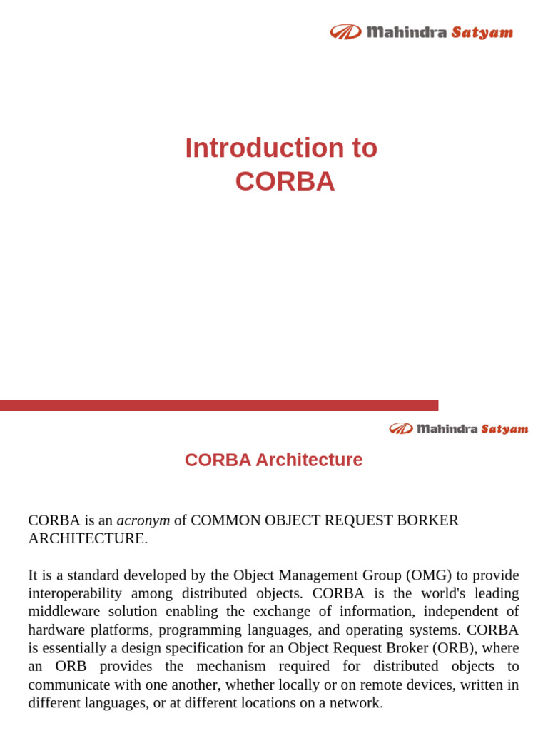 Understanding CORBA Architecture | PDF | Common Object Request Broker ...