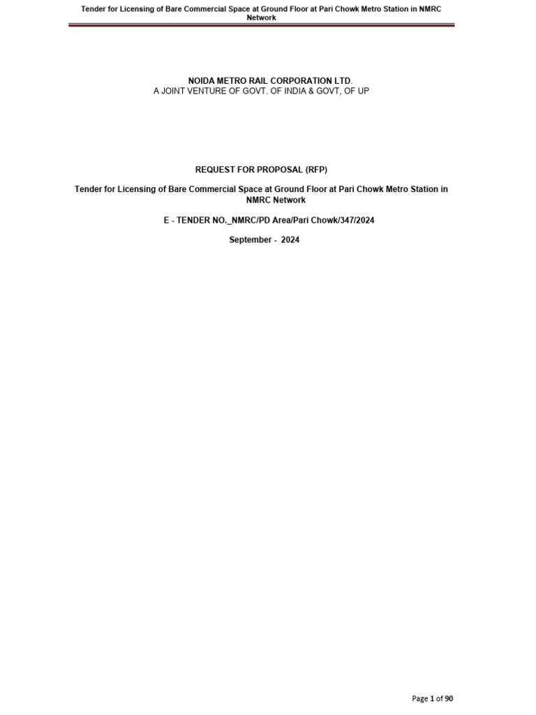 RFP for Commercial Space at Pari Chowk | PDF | License