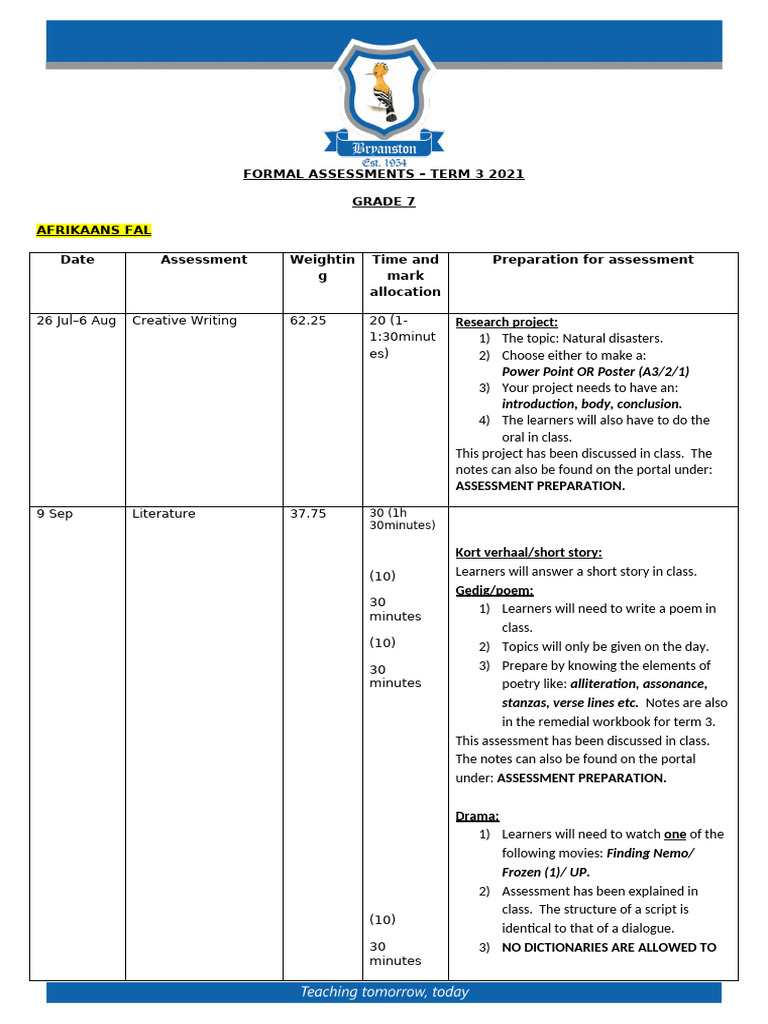 Grade 7 Term 3 Assessment Overview | PDF | Geometry | Mathematics