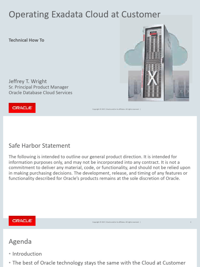 Operating Exadata Cloud at Customer: Jeffrey T. Wright | PDF | Cloud ...