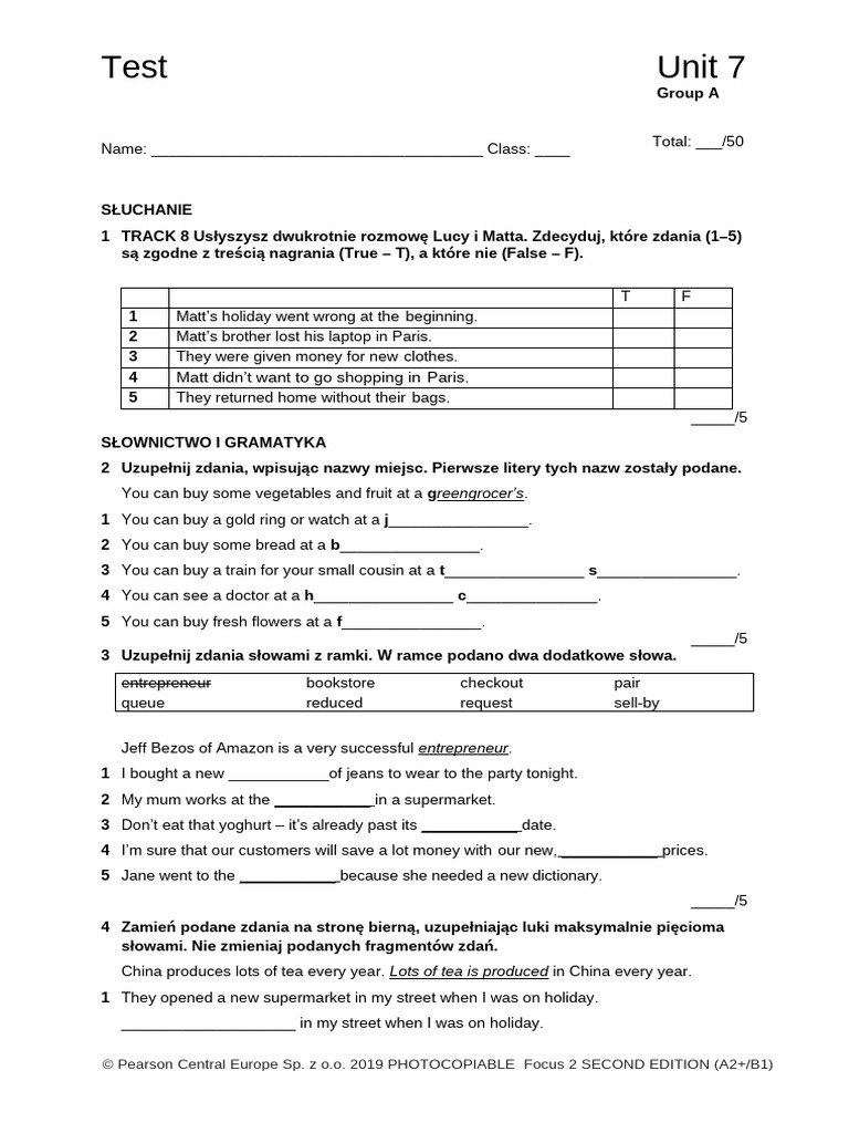 Unit 7 Test: Listening & Vocabulary | PDF | Retailing