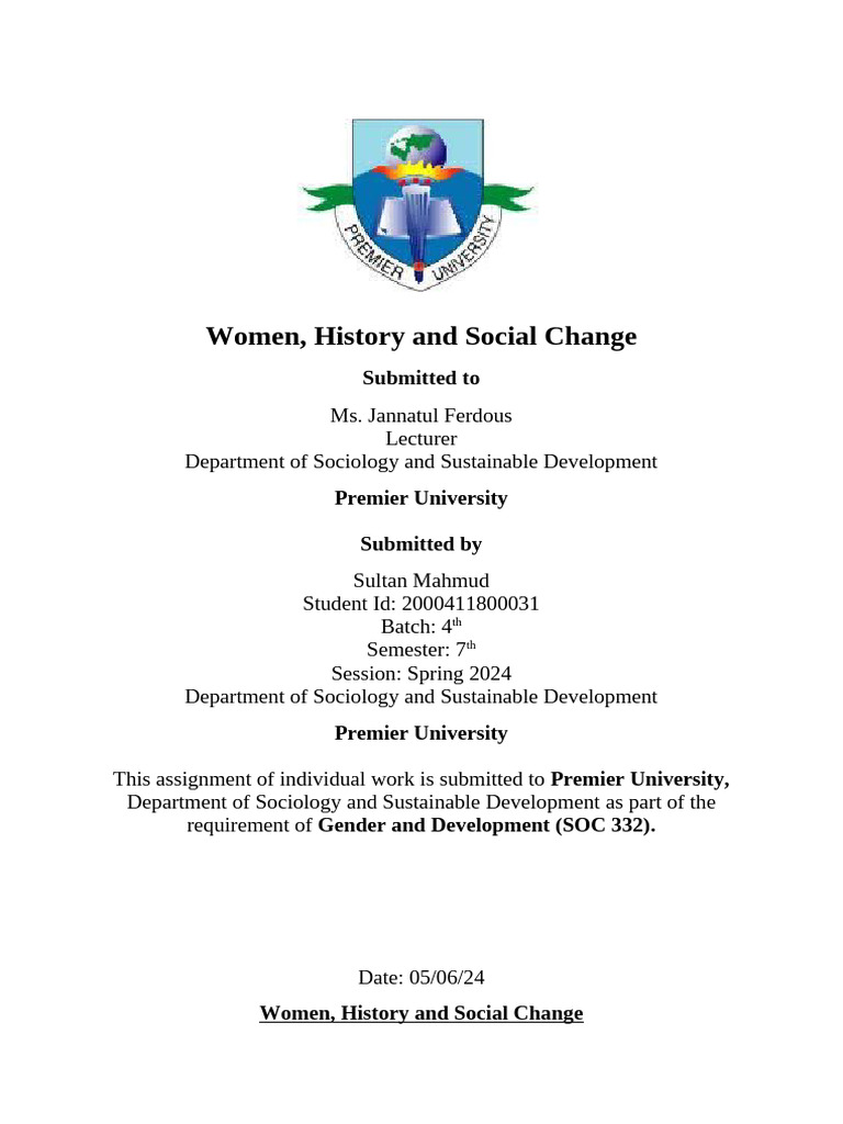 Women’s Role in Historical Social Change | PDF | Gender Studies ...