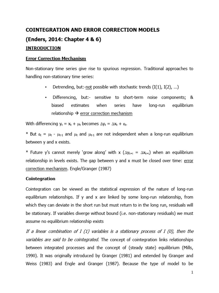 Cointegration and Error Correction Models | PDF | Vector Autoregression ...