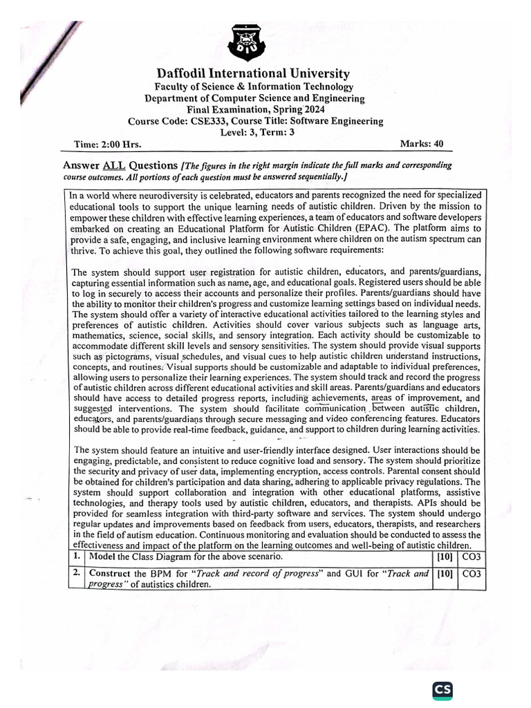 (Diuqbank - Com) Software Engineering - Fall 23 - Final | PDF