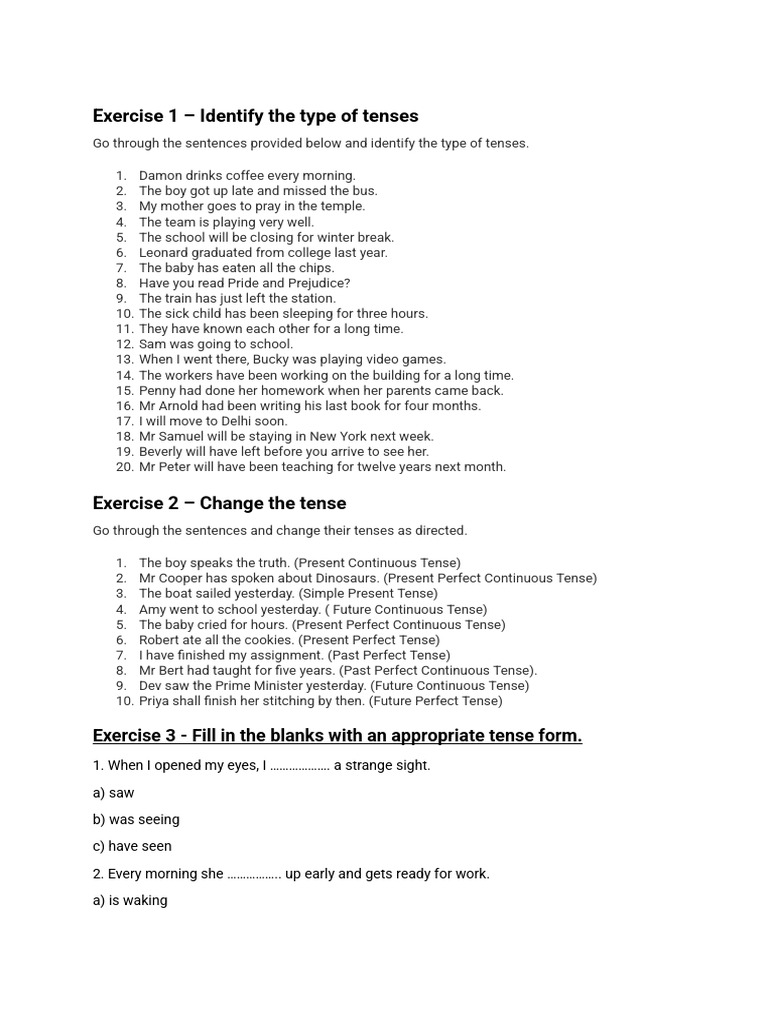 Identify and Change English Tenses | PDF