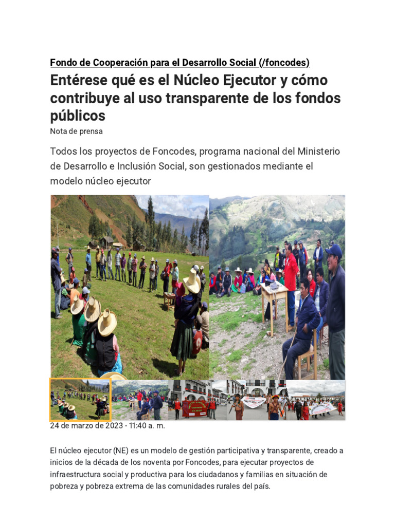 Núcleo Ejecutor: Gestión Transparente de Foncodes | PDF | Economias