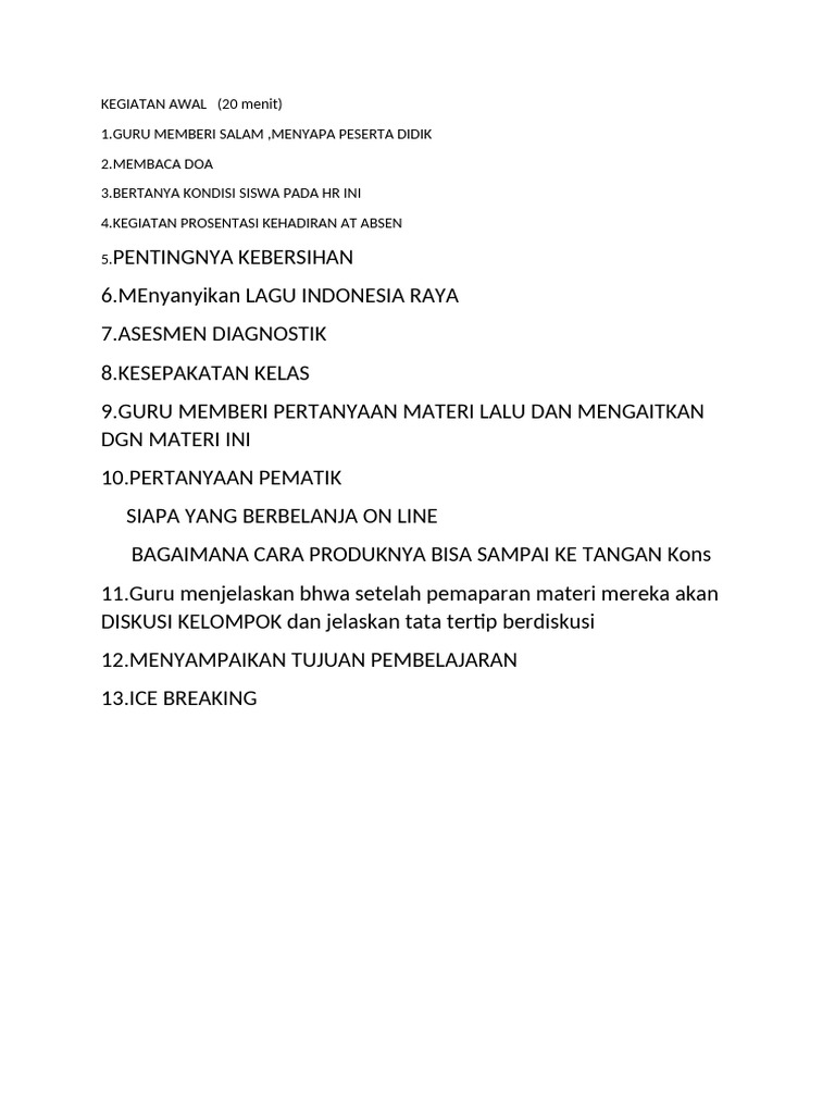 KEGIATAN AWAL | PDF