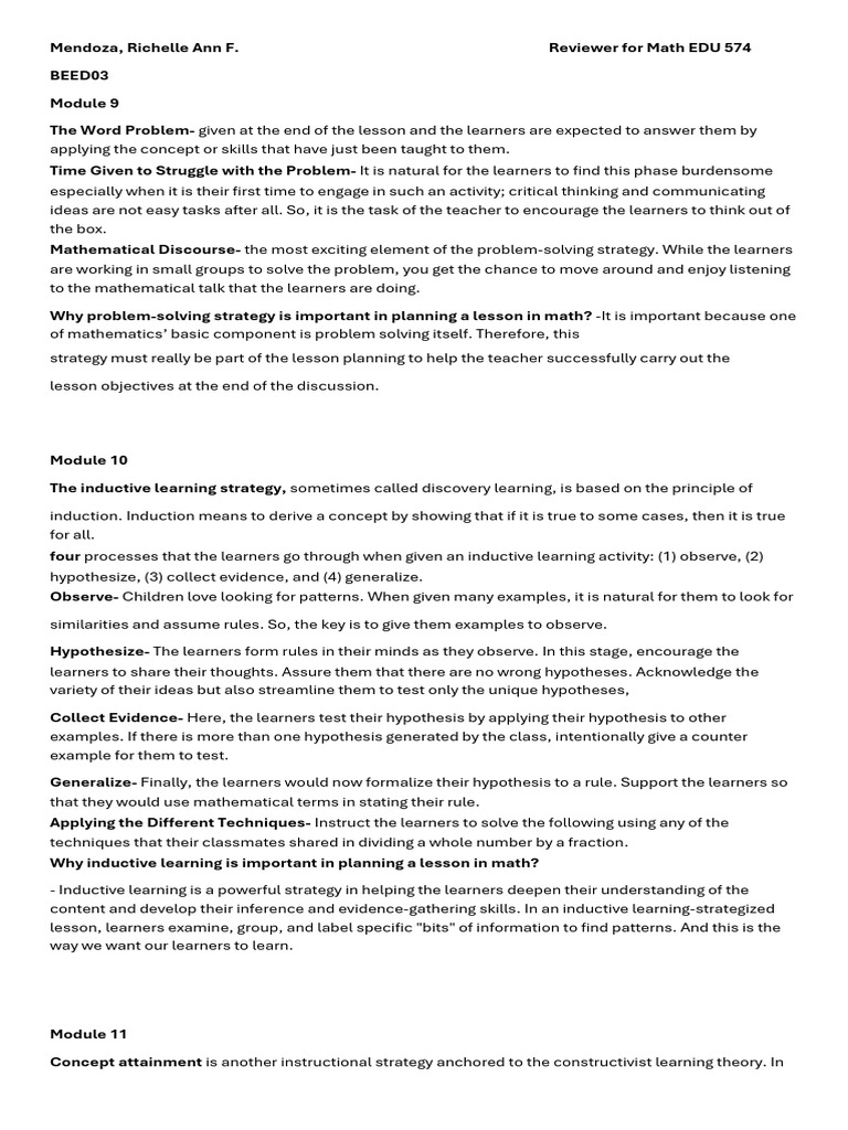 Effective Math Teaching Strategies | PDF | Learning | Hypothesis