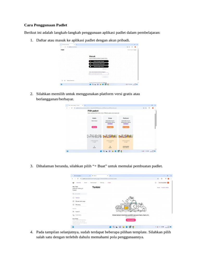 Panduan Penggunaan Padlet dalam Pembelajaran | PDF