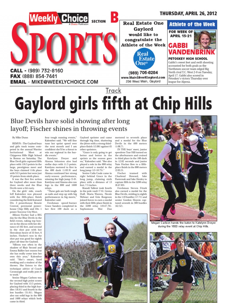 Gabbi Vandenbrink: Athlete of the Week | PDF | Baseball Positions ...