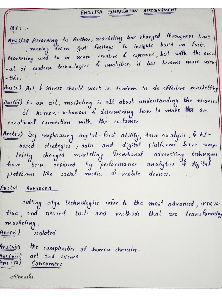 English Comprehension Assignment | PDF