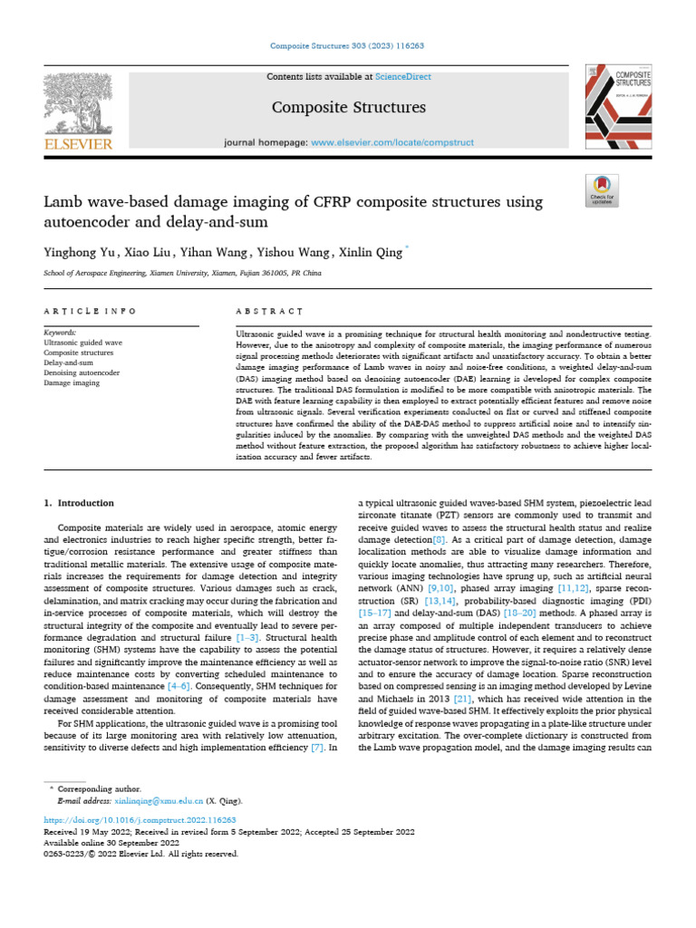 Lamb Wave Based Damage Imaging of Composites 2023 | PDF | Signal To ...