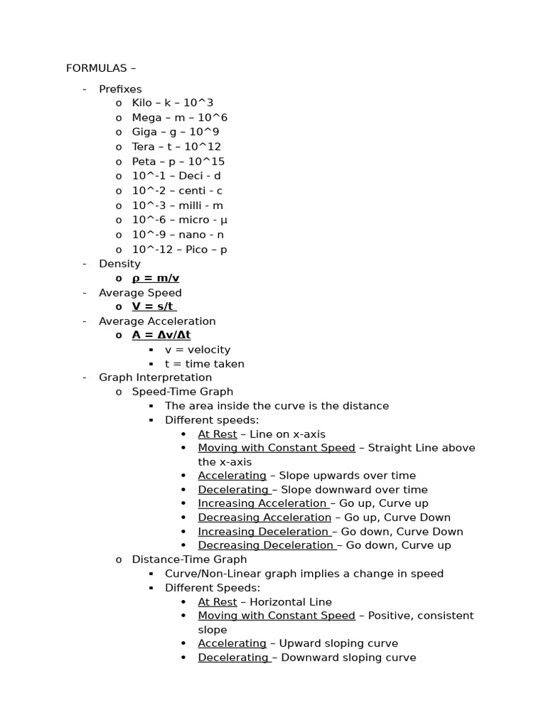 Essential Physics Formulas and Concepts | PDF | Acceleration | Temperature