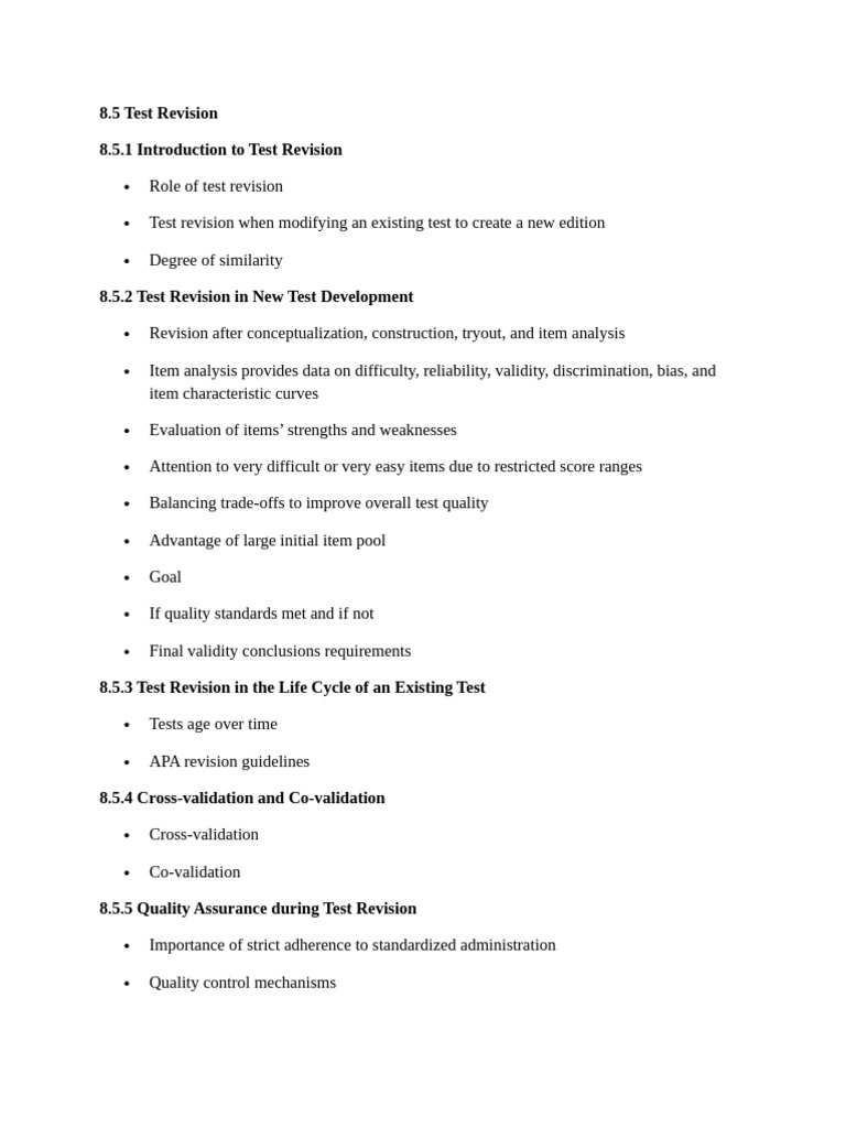 Test Revision Strategies and Quality Assurance | PDF