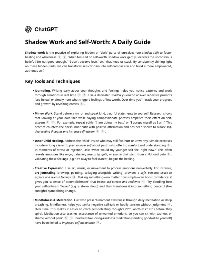 Shadow Work and Self-Worth - A Daily Guide | PDF | Self Esteem | Anger