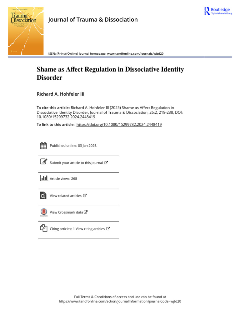 Shame and Affect Regulation in DID | PDF | Attachment Theory ...
