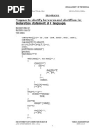 Program To Identify Keywords and Identifiers For Declaration Statement of C Language