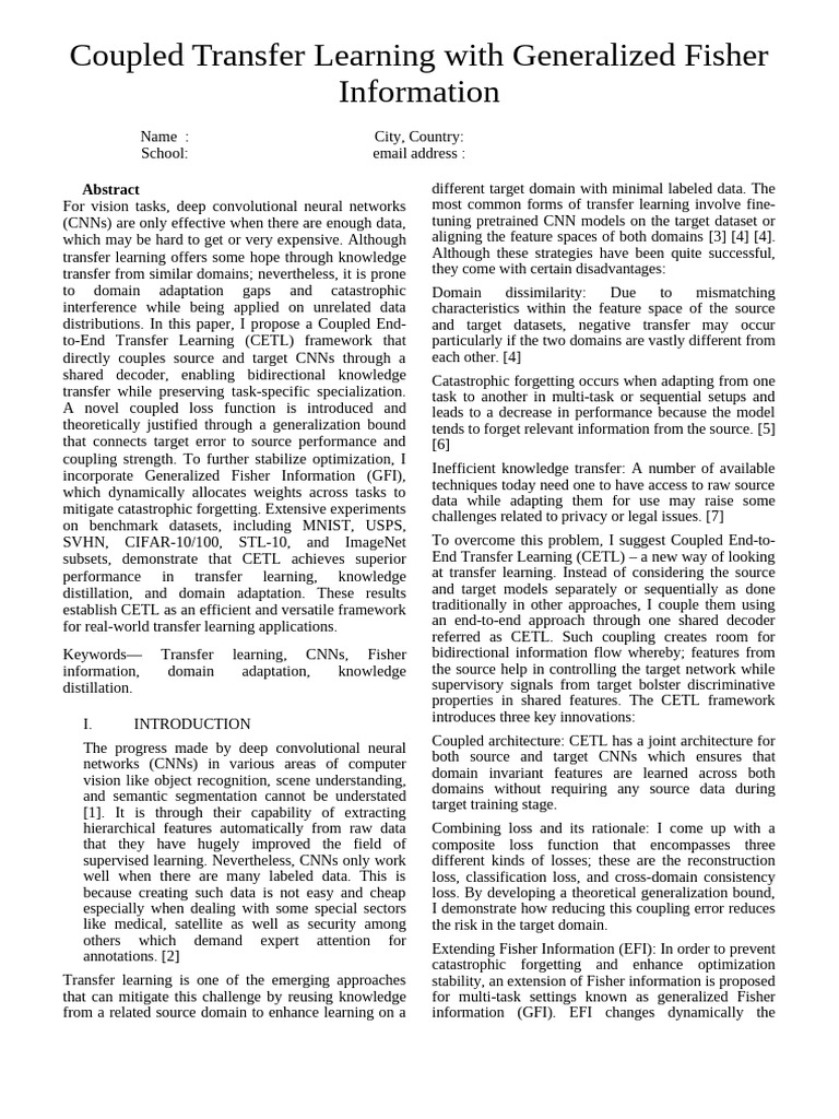 Coupled Transfer Learning Framework | PDF | Machine Learning | Learning