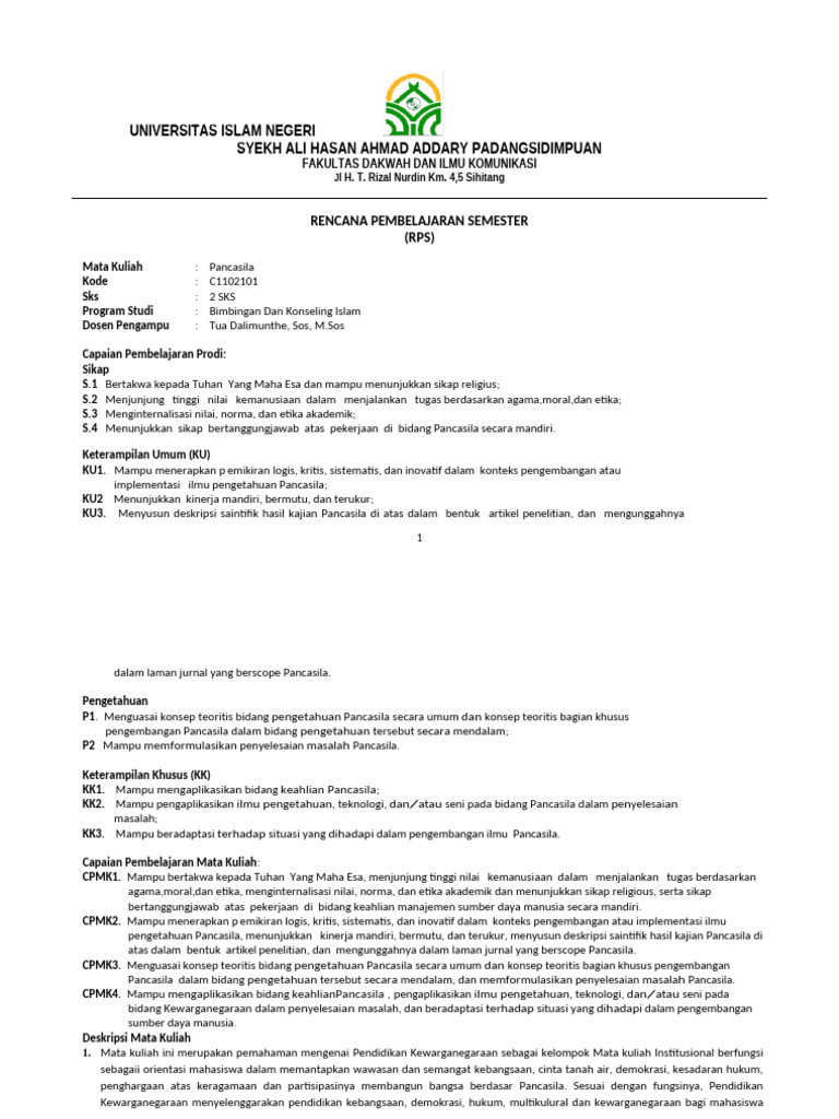 Rps PPKN Bki 2 Sem 1 2025 | PDF