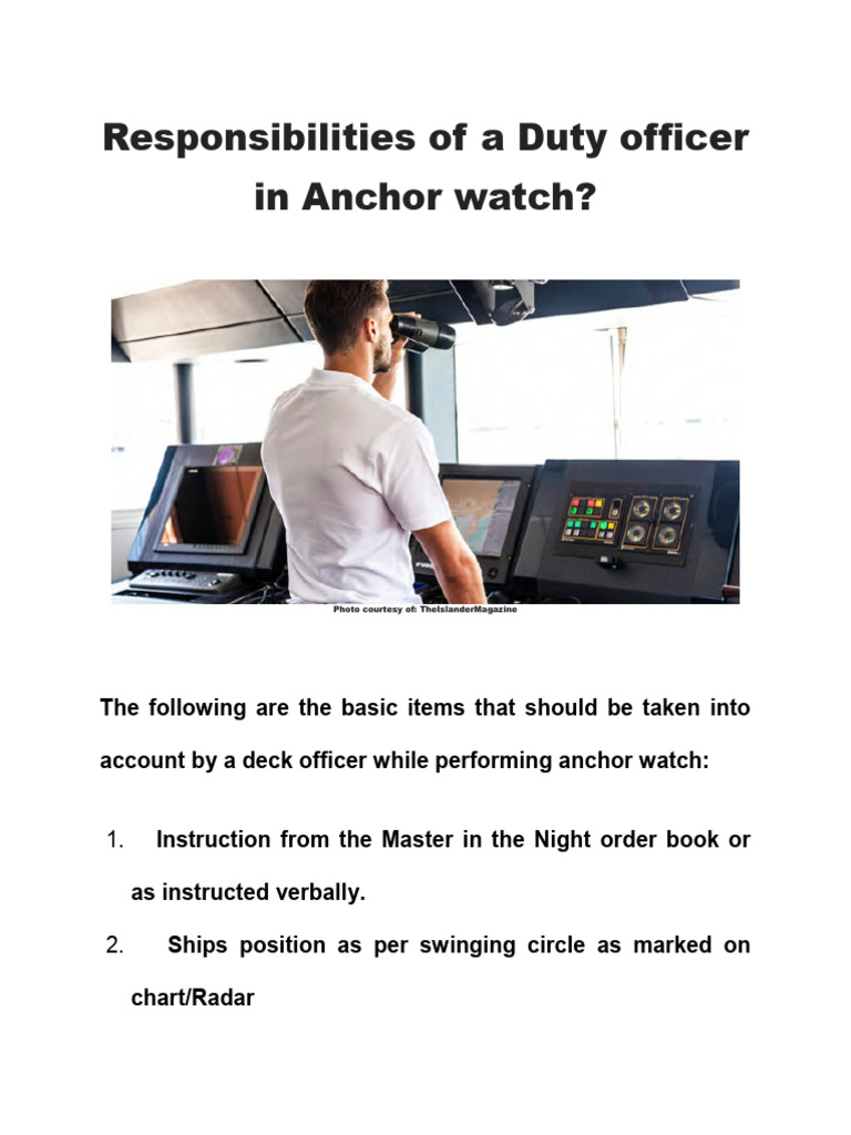 Anchor Watch Officer Responsibilities | PDF