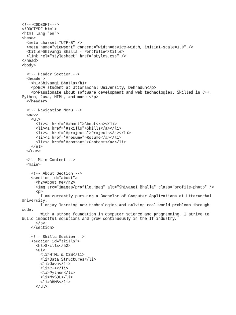 Shivangi Bhalla's Software Portfolio | PDF | Computer Programming ...
