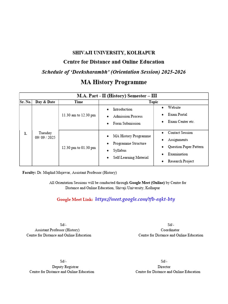 MA II Sem III Orientation Session 2025-26 | PDF | Standardized Tests ...