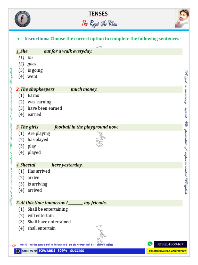 Tenses Exercise: Fill in the Blanks | PDF
