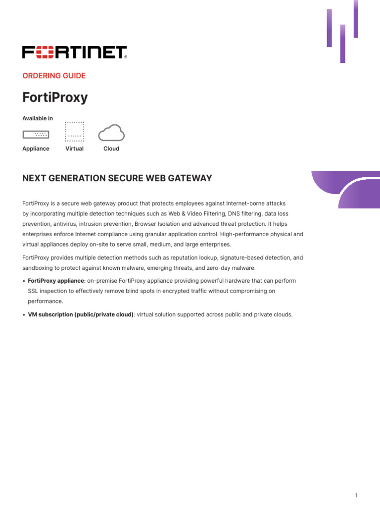 FortiProxy Ordering Guide | PDF | Cloud Computing | Proxy Server