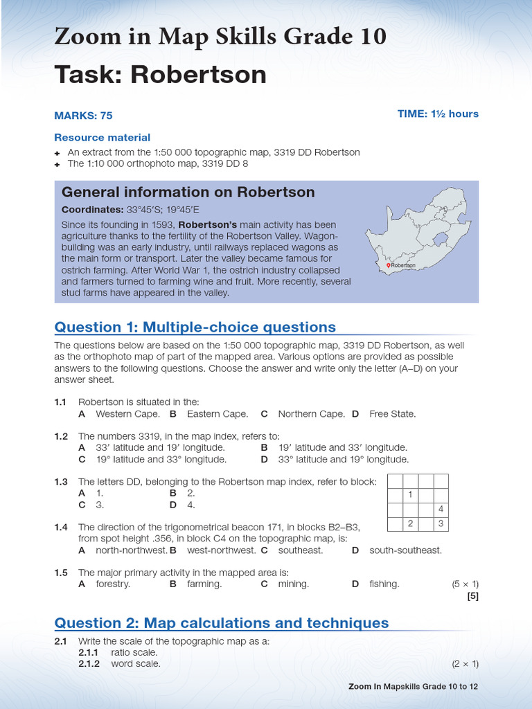 Map Skills Assessment for Robertson | PDF | Geographic Information ...