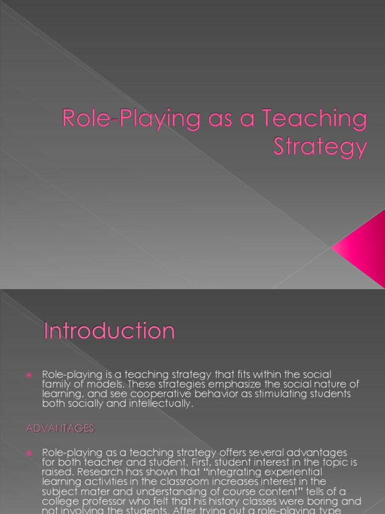 RolePlaying as a Teaching Strategy Second Language Learning
