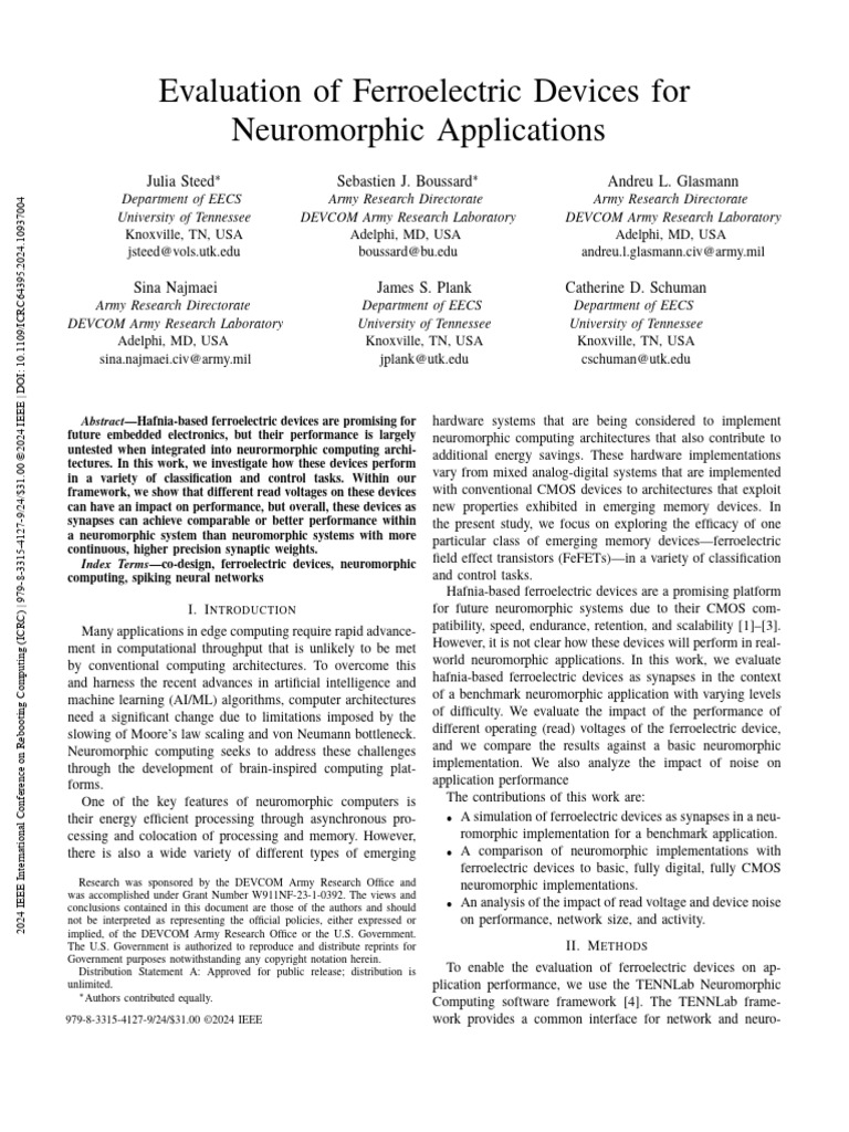 Ferroelectric Devices in Neuromorphic Systems | PDF | Computing ...