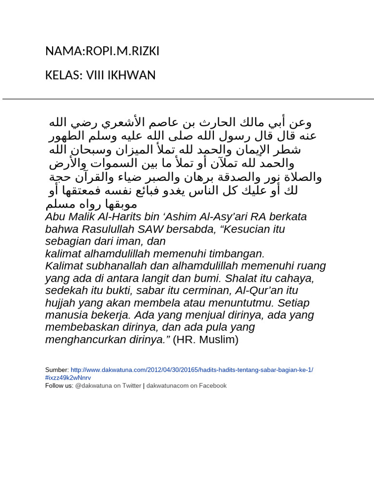 Hadist .... Ropi | PDF