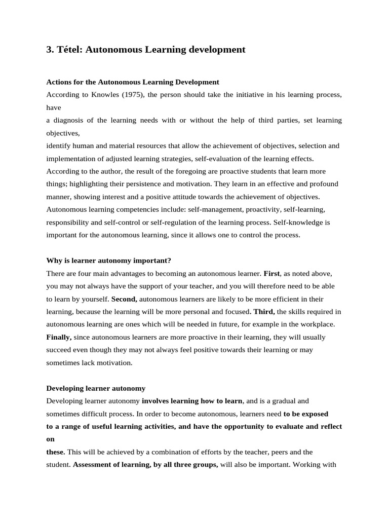 Enhancing Autonomous Learning Skills | PDF | Learning | Autonomy