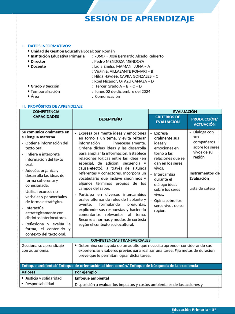 Com 3° - Sesión 02 de Diciembre | PDF | Plan de estudios | Aprendizaje