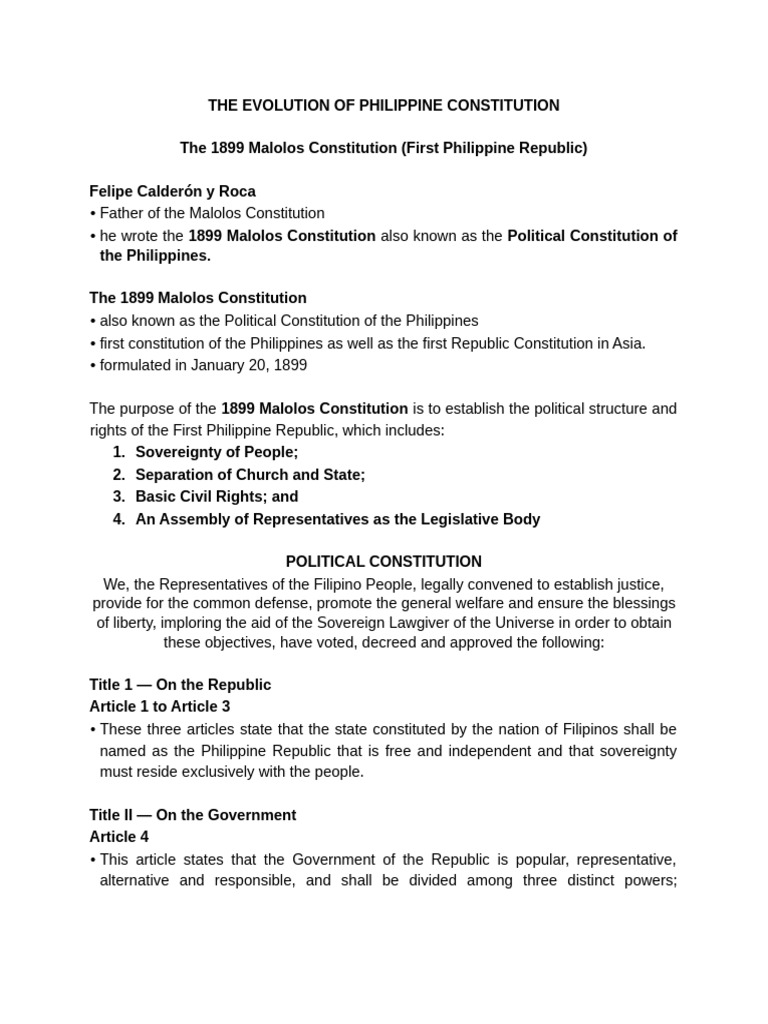 Philippine Constitution Evolution Overview | PDF | President Of The ...