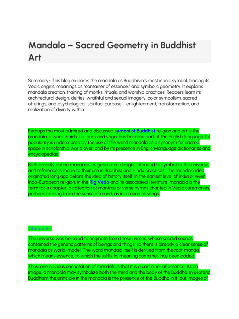 Mandala - Sacred Geometry in Buddhist Art | PDF | Mandala | Vedas