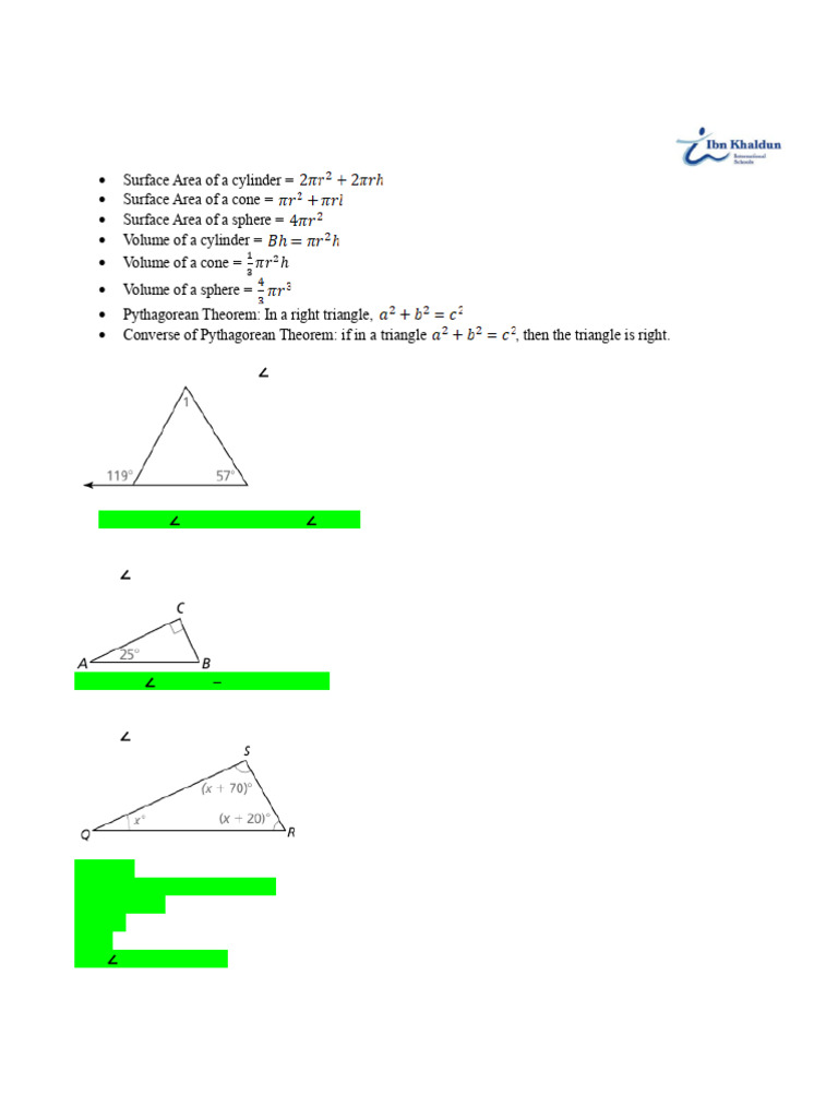 Grade 8 Math Worksheet Answers | PDF | Area | Sphere