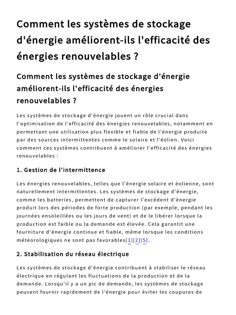 Amélioration de l'efficacité des énergies renouvelables | PDF ...