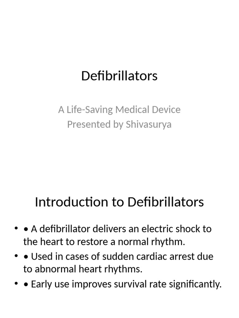 Understanding Defibrillators: Types & Uses | PDF
