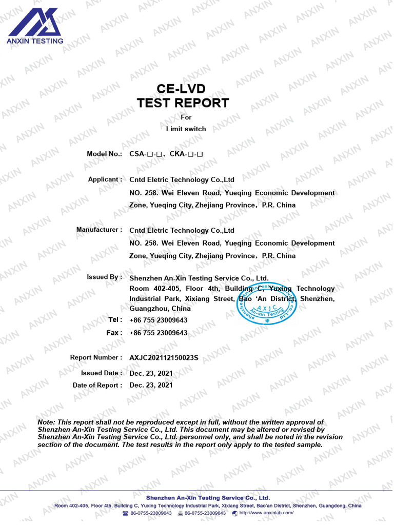 AXJC202112150023S LVD Report - 20220704201843 | PDF | Insulator ...