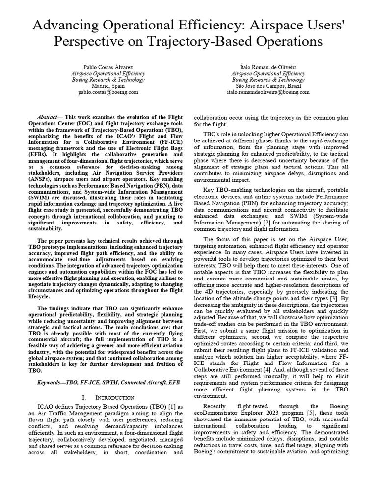 Enhancing Airspace Efficiency with TBO | PDF | Aviation | Air Traffic ...