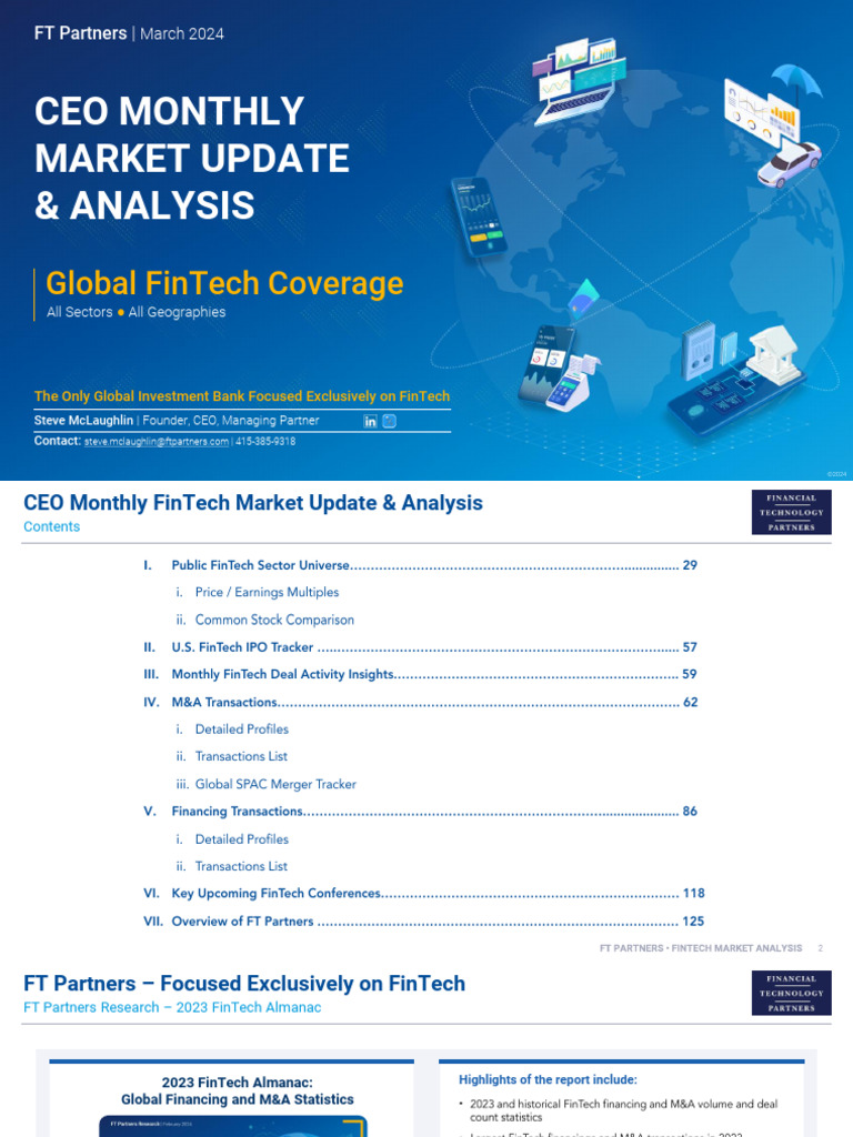 FT Partners FinTech Mar 2024 | PDF | Mergers And Acquisitions | Finance &  Money Management