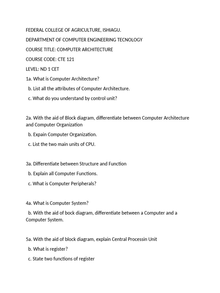 Computer Architecture Course Overview | PDF