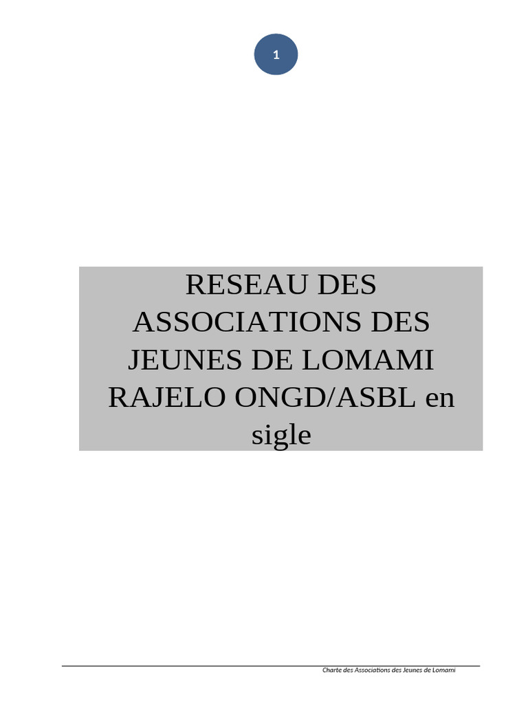Charte du Réseau des Jeunes de Lomami | PDF | Médiation | Assemblée ...